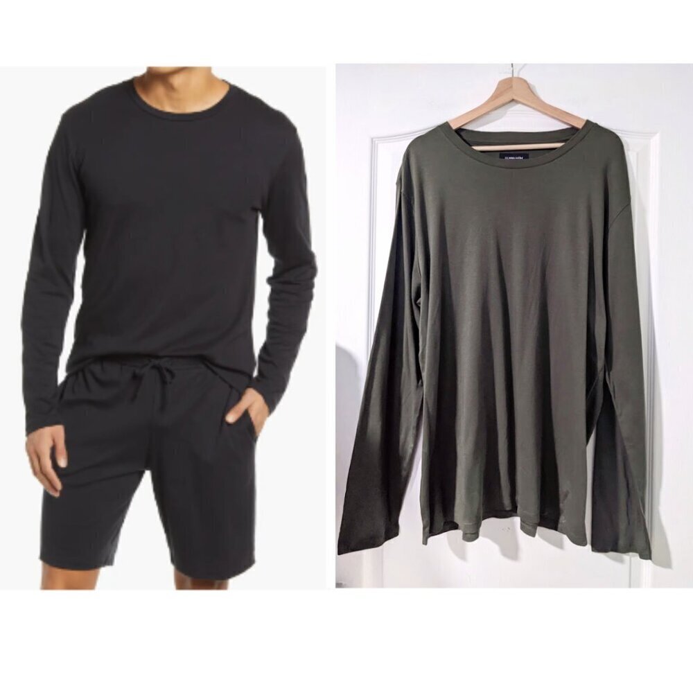 NEW Nordstrom | Long Sleeve Pima Cotton Lounge T-Shirt in Green